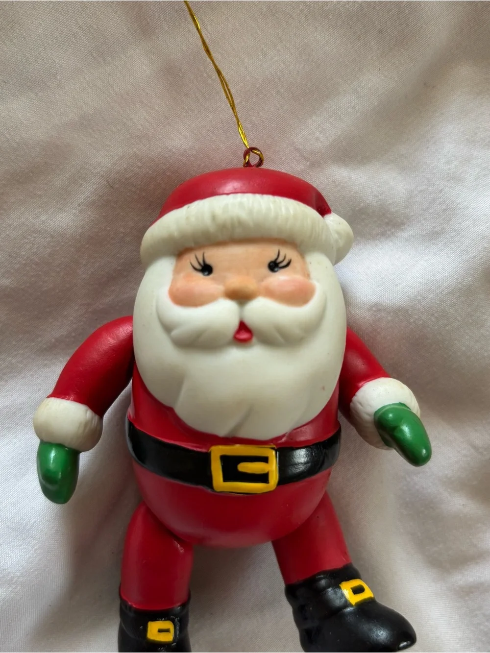 Vintage Avon Red Santa Claus Action Jointed Porcelain-Ceramic Ornament